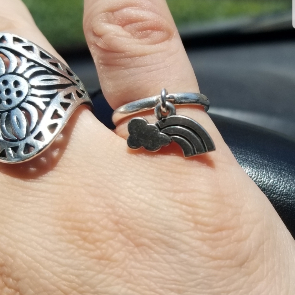 Retired James Avery Rainbow charm and dangle ring